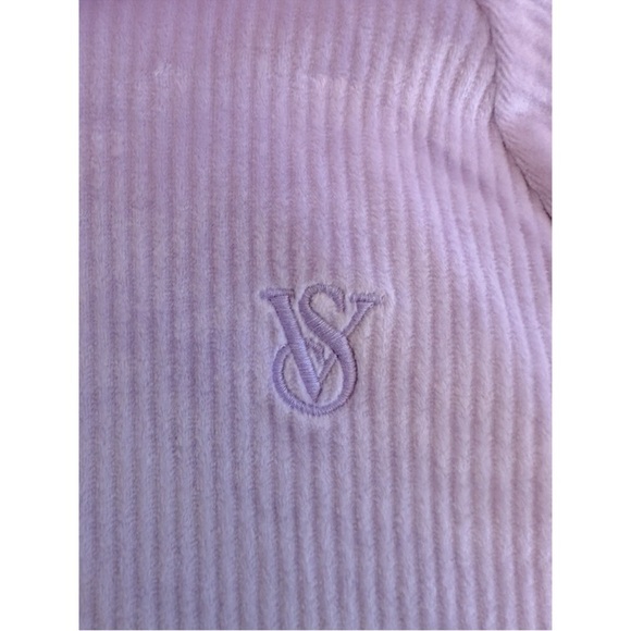 Victoria's Secret Soft Lounge Hoodie Velour Ribbed Pullover Velvet Purple Size L - Picture 8 of 9